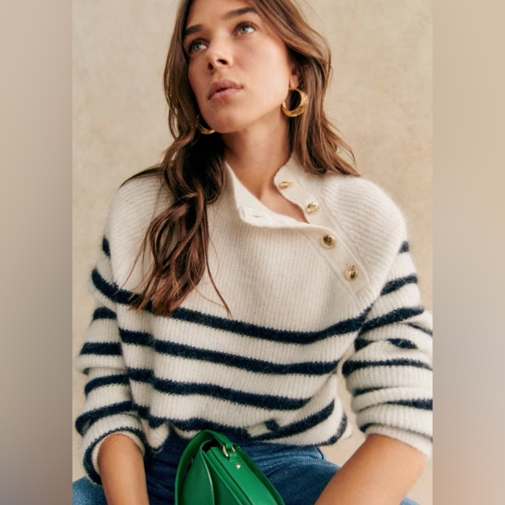 Sezane Trudy Jumper Sweater | Natural Navy